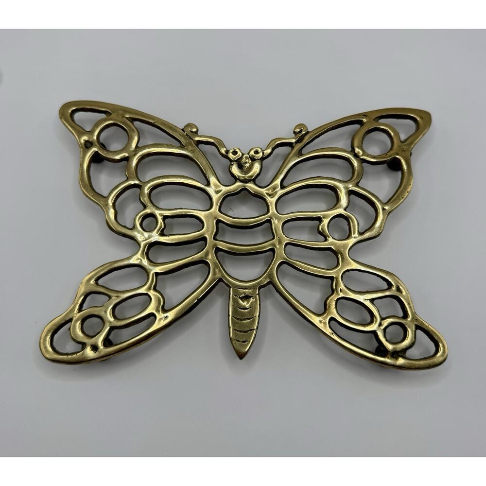 Vintage Brass Butterfly Trivet Solid Brass Boho Kitchen Decor Hot plate 70s-80s
